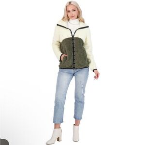 Lucky Brand Faux Shearling Colorblock Teddy Jacket Size S